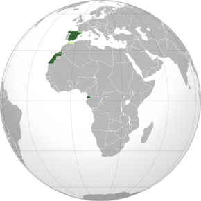 Territories and colonies of the Spanish Republic: *   Spain, Sahara and Guinea    *   Protectorate of Morocco      *   International Zone of Tangier