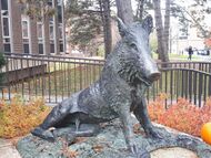 a large bronze statue of boar