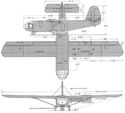 3-view line drawing of the Waco CG-13A