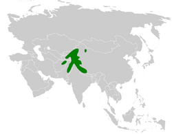 Periparus rufonuchalis distribution map.png