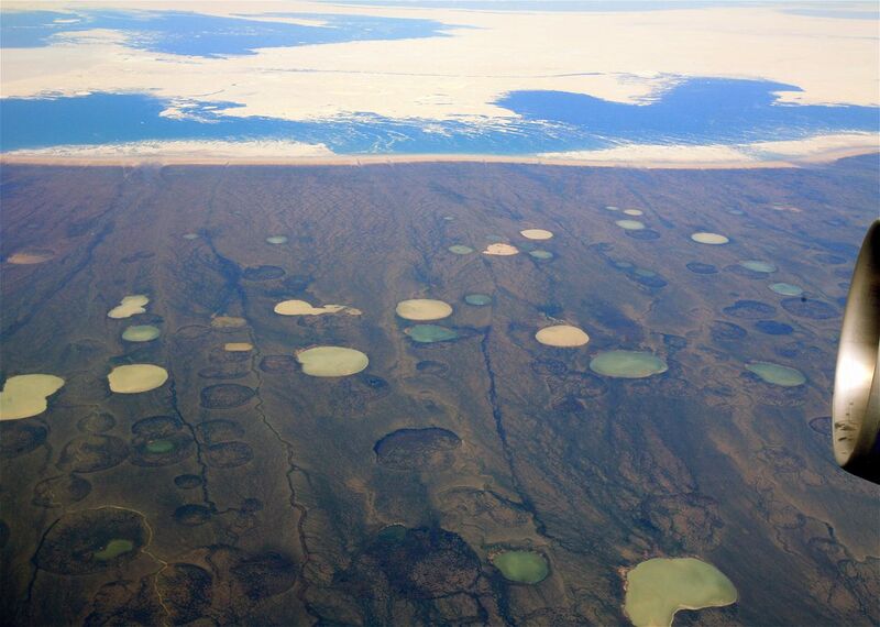 File:Permafrost thaw ponds in Hudson Bay Canada near Greenland.jpg