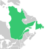 Map of Symphyotrichum × subgeminatum recorded occurrences: Newfoundland and Québec (Canada).