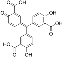 Skeletal formula of aurintricarboxylic acid