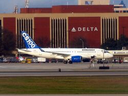 The Bombardier CS100 demonstrated for Delta Air Lines in Atlanta