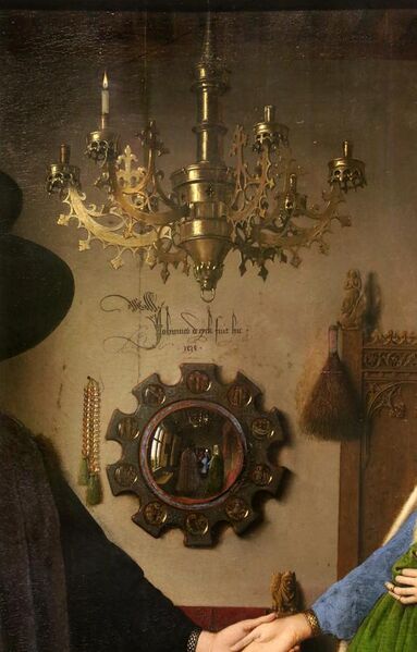 File:Jan van eyck, i coniugio arnolfini, 1434, 03 lampadario e specchio.jpg