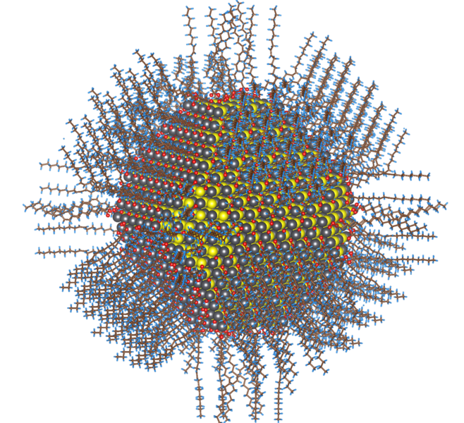 File:Colloidal nanoparticle of lead sulfide (selenide) with complete passivation.png