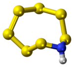 Ball-and-stick model of the heptasulfur imide molecule