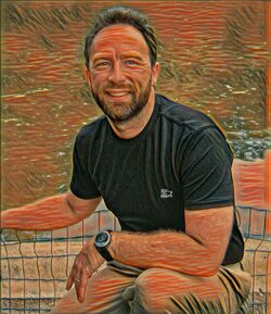 Jimmy Wales in France, with the style of Munch's "The Scream" applied using neural style transfer.jpg