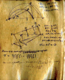 Squaring the circle-Ramanujan-1913.png