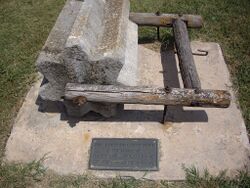 Threshing stone near Goessel, Kansas.jpg