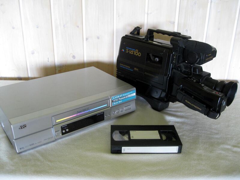 File:VHS recorder, camera and cassette.jpg