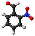 Ball-and-stick model of the 2-nitrobenzaldehyde molecule