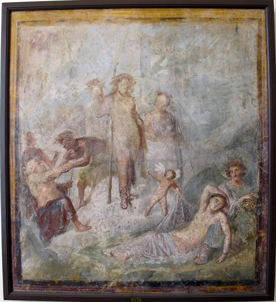 File:Dioniso scopre arianna, da casa dei capitelli colorati a pompei, 9278.JPG