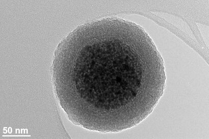 Maghemite nanoparticle cluster with silica shell.