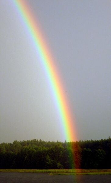 File:Rainbow above Kaviskis Lake, Lithuania.jpg