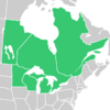 Symphyotrichum robynsianum native distribution: Canada — Manitoba, Ontario, and Québec; US — Michigan, Minnesota, and Wisconsin.