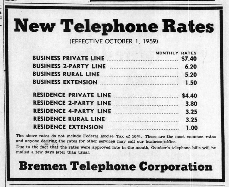 File:1959 Bremen, Indiana, telephone subscription rates.jpg