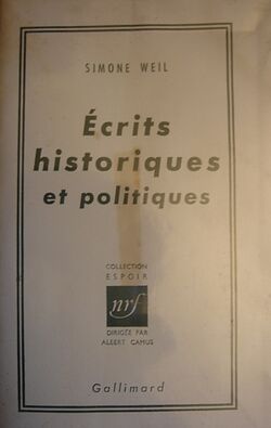 Ecrits historiques et politiques, Simone Weil.jpg