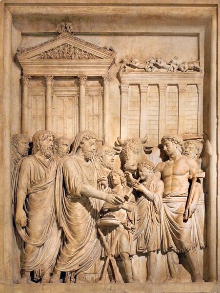 File:Bas relief from Arch of Marcus Aurelius showing sacrifice.jpg