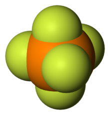 Space-filling model of the phosphorus pentafluoride molecule