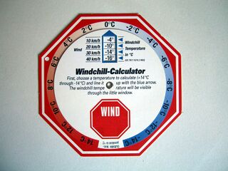 Picture of a manual wind chill calculator