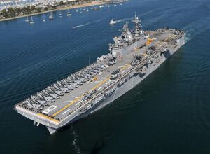 USS Makin Island departs San Diego during 2011