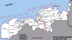 Map of Frisia in 1300
