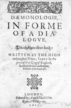 James I; Daemonologie, in forme of a dialogue. Title page. Wellcome M0014280.jpg