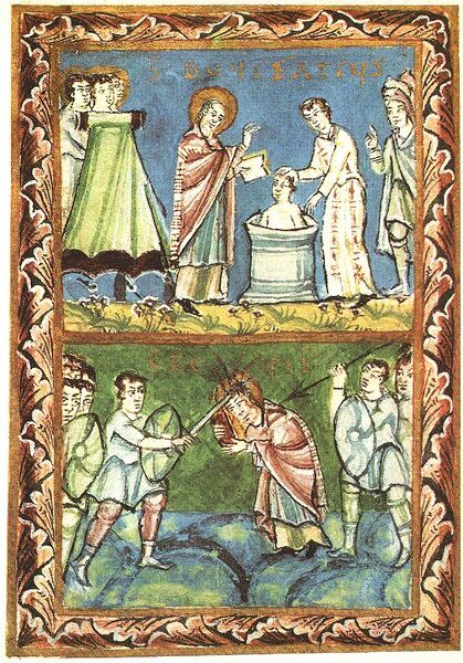 File:St Boniface - Baptising-Martyrdom - Sacramentary of Fulda - 11Century.jpg