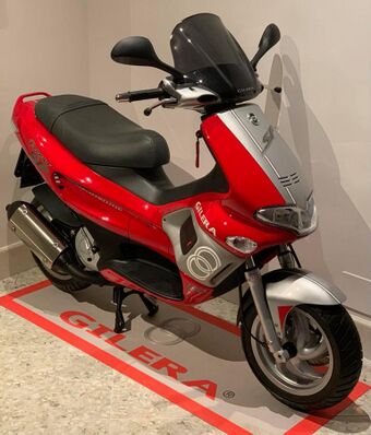 red and silver Gilera Runner SP 180