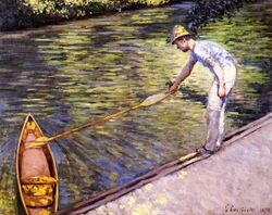 Gustave Caillebotte Boater Pulling on His Perissoire.jpg
