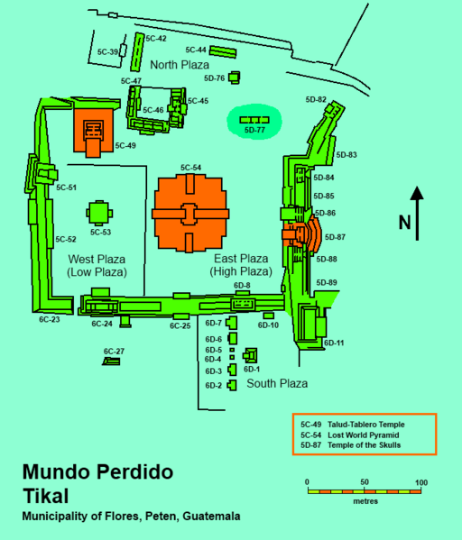 File:Map of the Mundo Perdido complex, Tikal.png