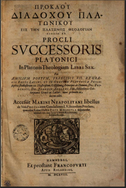 File:Portus 1618 Procli Successoris Platonici in Platonis Theologiam Libri Sex.png