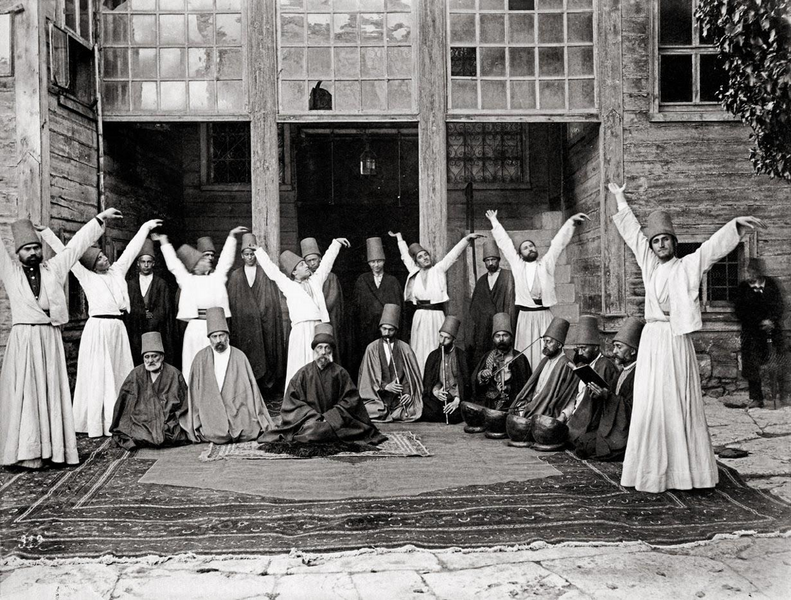 File:Whirling dervishes in Galata Mawlawi House, 1870.png
