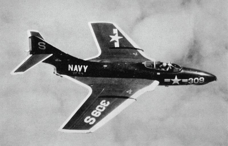 File:Grumman F9F-8 Cougar of VF-53 in flight, in 1956.jpg
