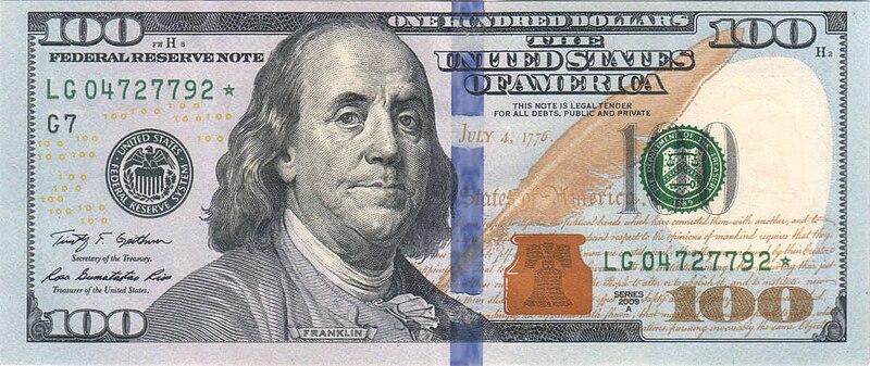 File:Obverse of the series 2009 $100 Federal Reserve Note.jpg