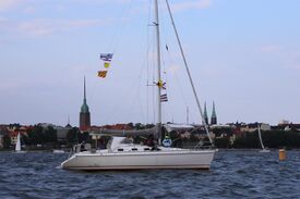 ETAP 34s sailboat as the race committee boat at start (29207965605).jpg