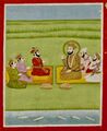 19th century Janam Sakhi, Guru Nanak meets Sudhar Sain, Jhanda Badhi and Indar Sain.jpg