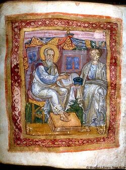 Apostle John and Marcion of Sinope, from JPM LIbrary MS 748, 11th c.jpg