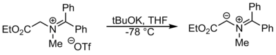 Deprotonation of iminium to form azomethine ylide.