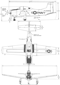 North American T-28C Trojan 3-view drawing
