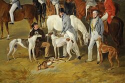 Painting of gentlemen hunting hares by Richard Ansdell