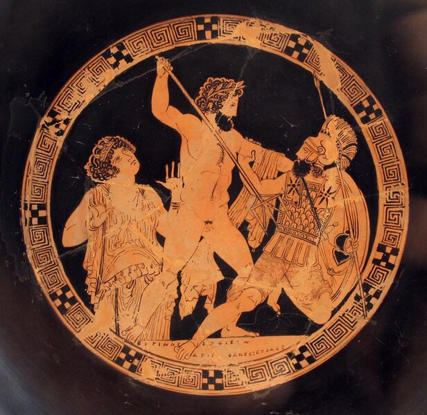File:Aristophanes, kylix attica con gigantomachia, 410 ac ca. 02.JPG