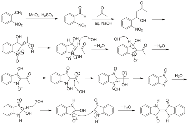 Baeyer-Drewson indigo synthesis mechanism