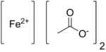 Skeletal formula of iron(II) acetate