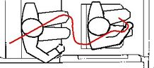 A curve showing the same bullet's trajectory in an alternative scenario where Kennedy sat directly behind Connally, according to conspiracy theorists.