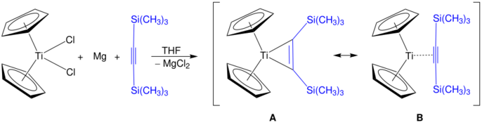 Synthesis of rosenthal reagent with titanocene.svg