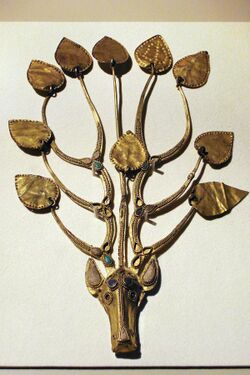 CMOC Treasures of Ancient China exhibit - gold horse head ornament.jpg