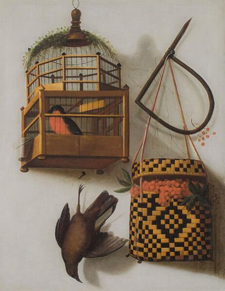 File:Cornelis Biltius - Trompe l'oeil with a bird cage.jpg
