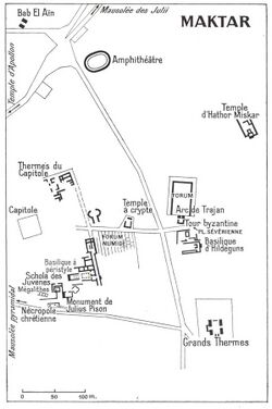Map of the Makthar archaeological site